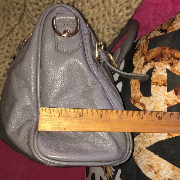 Grey/Gray Leather Satchel with Gold Hardware - Picture 8 of 10